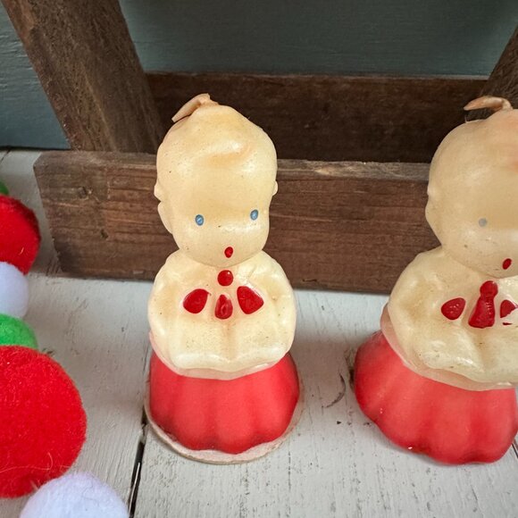 Vintage Gurley Choir Boy Candle Pair Christmas Candles Mid Century Xmas Decor - Picture 2 of 8
